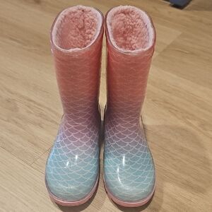 Pink and Blue Ombre Women's Rain Boots